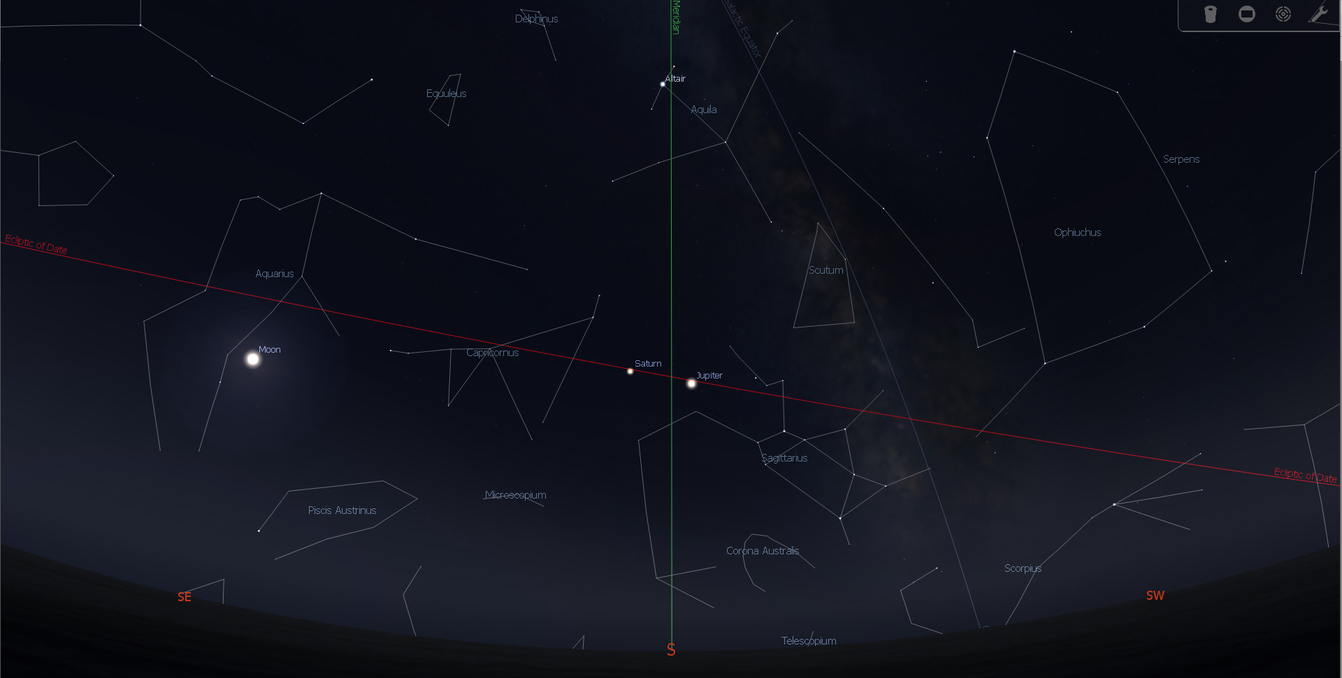 what everything means oin the stellarium interface