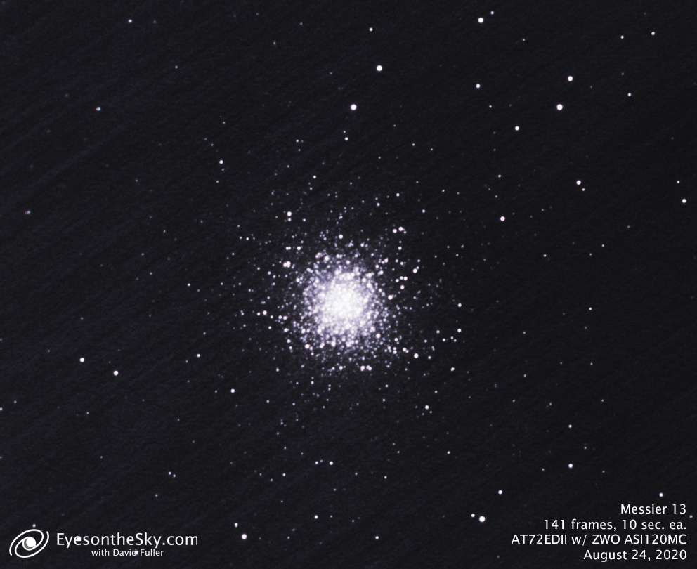 Messier 13 20200824 At72edii 141f10s W Ca Smoke Visible